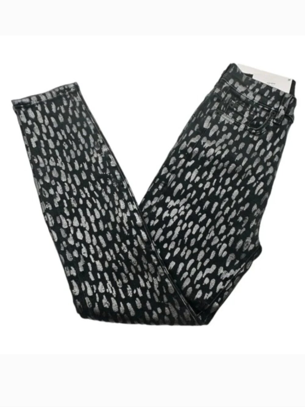 7 For All Mankind - The High Waist Skinny Jean Metallic Black/Silver s:28